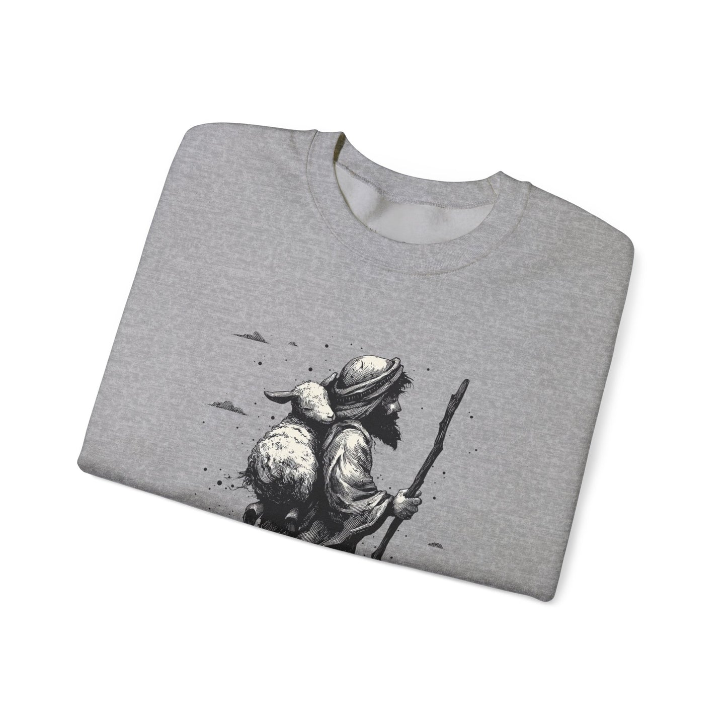 Good Shepherd Sweater – Black & White Faith Ink Panel (John 10:11)