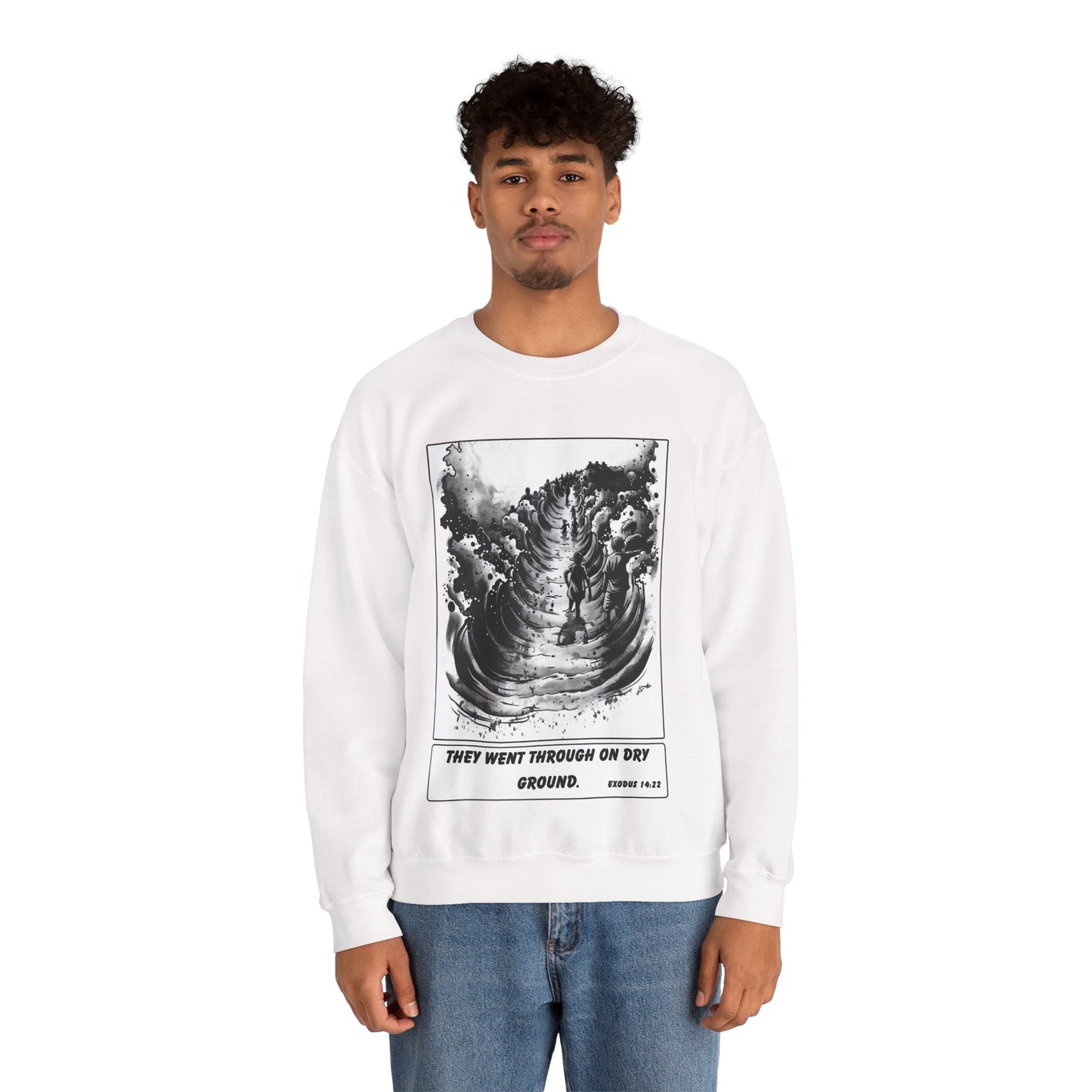 Red Sea (Dry Ground) Sweater – Black & White Faith Ink Panel (Ex 14:22)