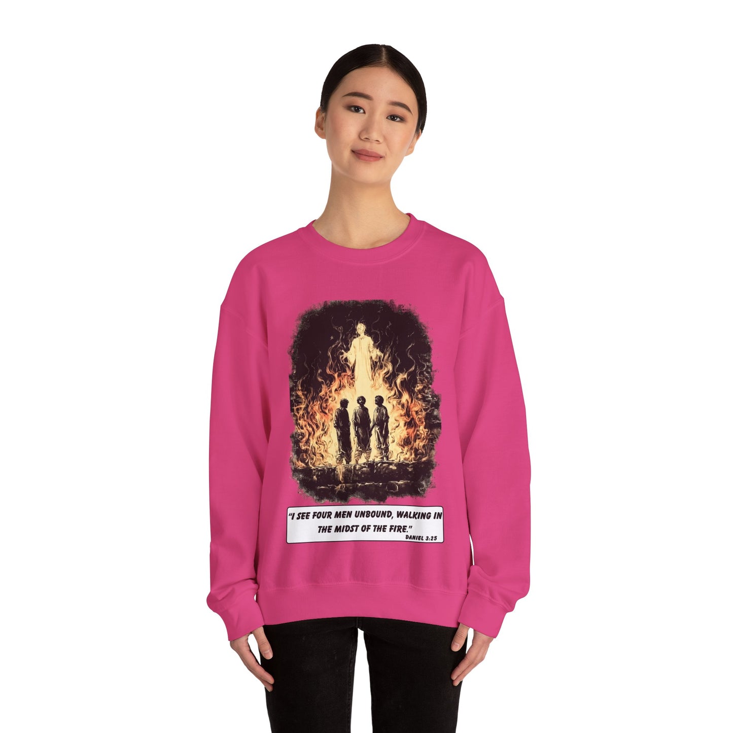 Fiery Furnace Sweater – Black & White Faith Ink Panel (Dan 3:25)
