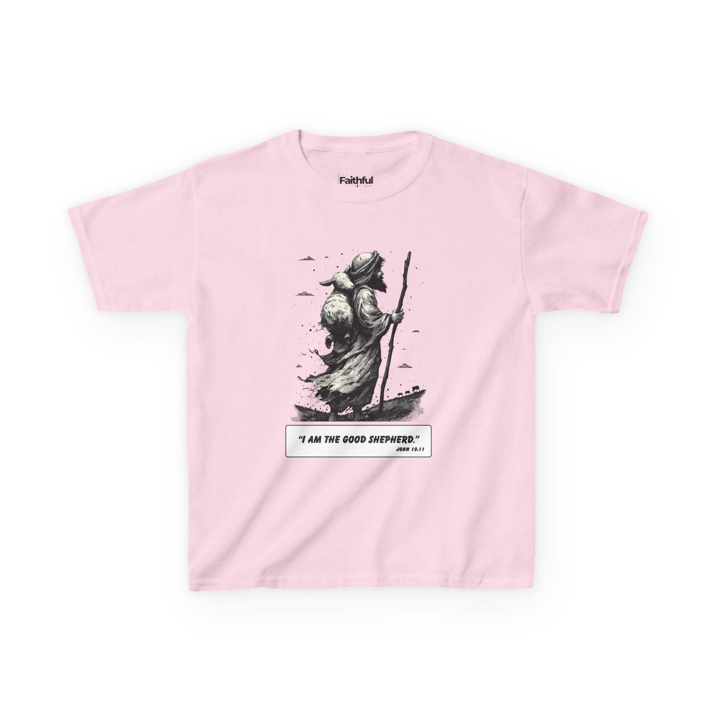 The Good Shepherd (Carry the Lamb) – Faith Ink Panel T-Shirt (B/W)