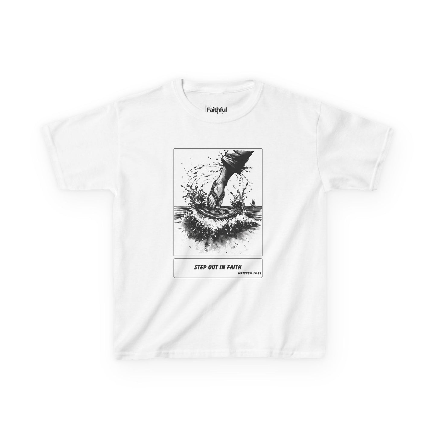Walking on Water (Step Out in Faith) – Faith Ink Panel T-Shirt (B/W)