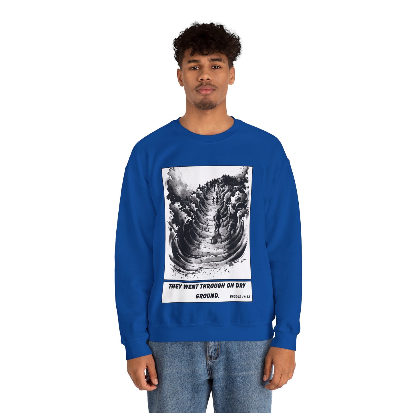 Red Sea (Dry Ground) Sweater – Black & White Faith Ink Panel (Ex 14:22)
