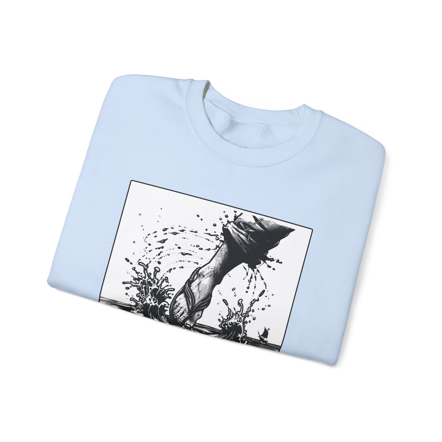 Walking on Water Sweater – Black & White Faith Ink Panel (Matt 14:29)