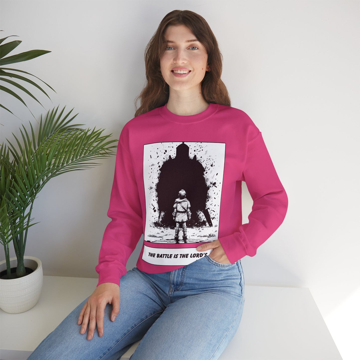 David & Goliath Sweater – Black & White Faith Ink Panel (1 Sam 17:47)