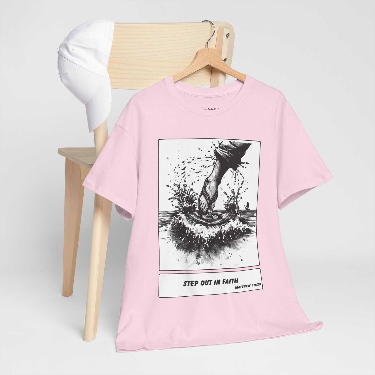 Walking on Water Tee – Black & White Faith Ink Panel (Matt 14:29)