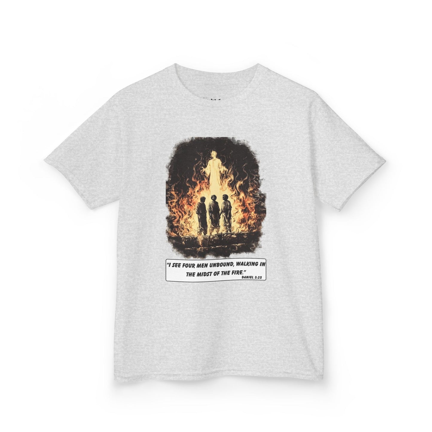 Fiery Furnace (Fourth in the Fire) – Faith Ink Panel T-Shirt (B/W)