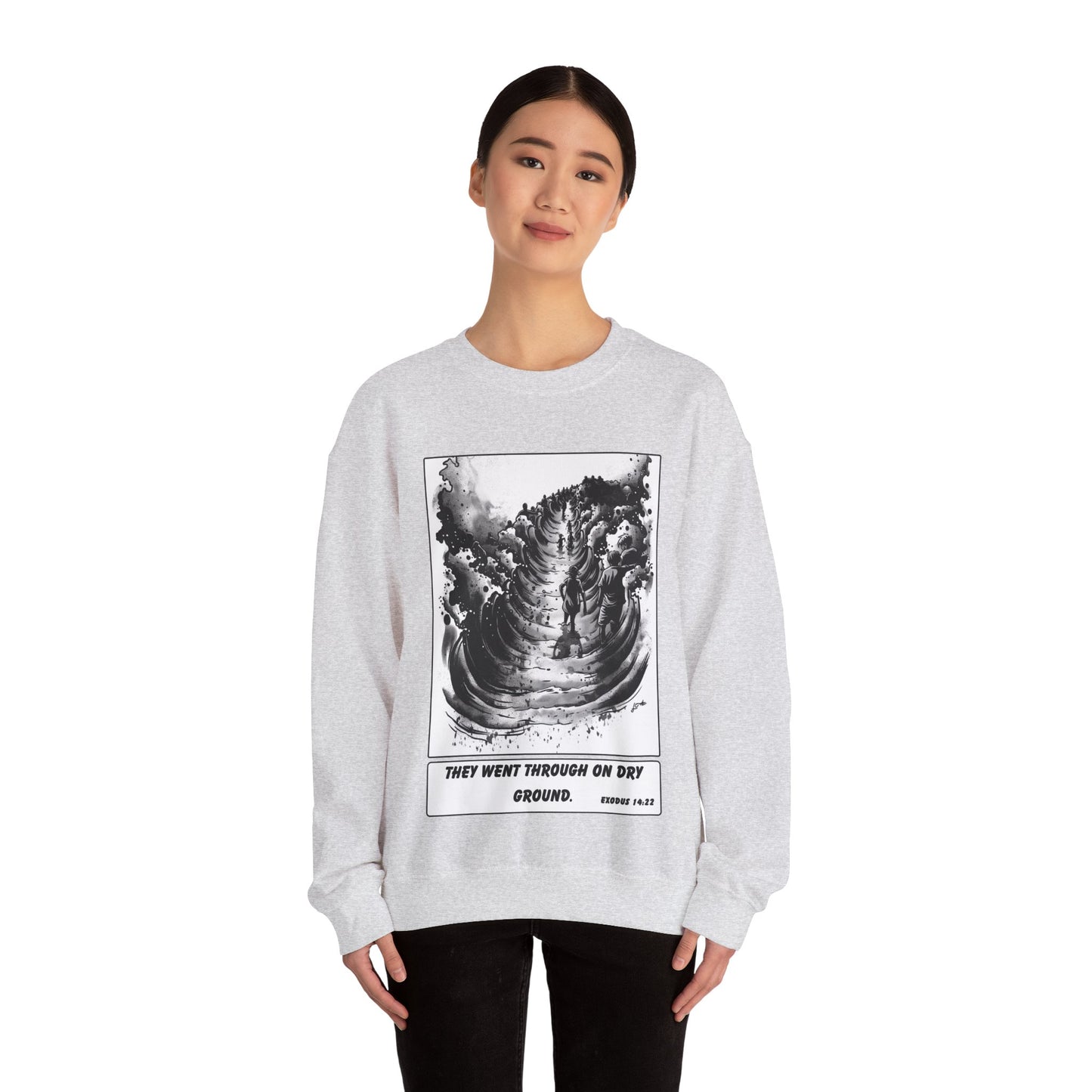 Red Sea (Dry Ground) Sweater – Black & White Faith Ink Panel (Ex 14:22)