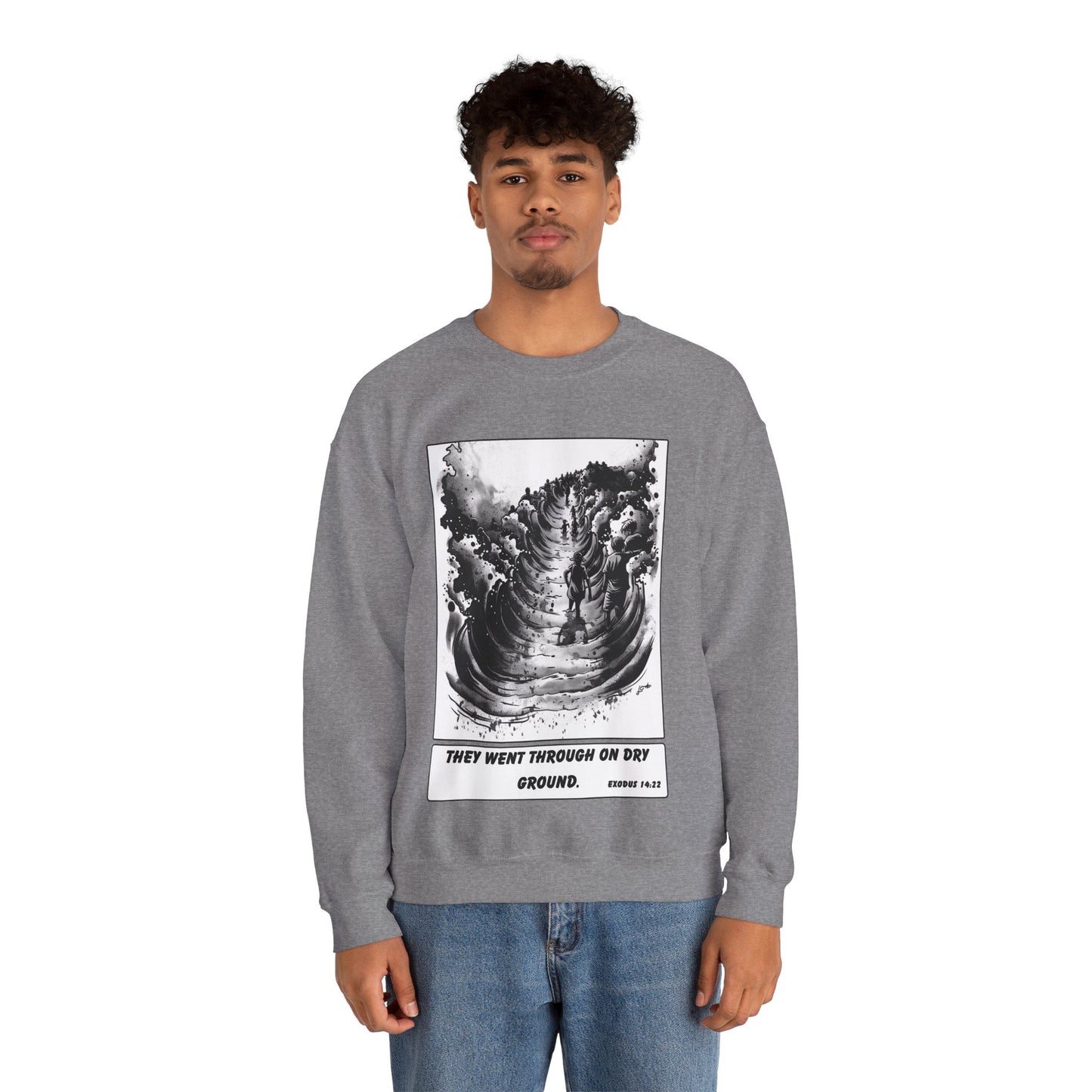 Red Sea (Dry Ground) Sweater – Black & White Faith Ink Panel (Ex 14:22)