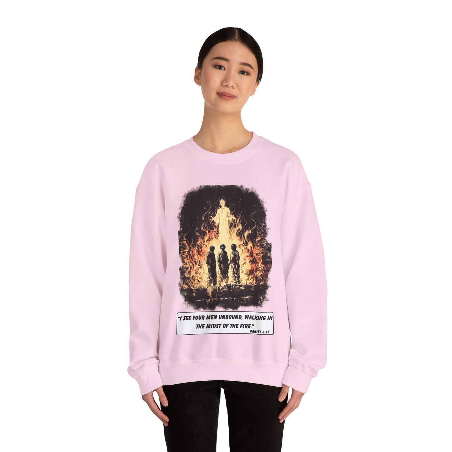 Fiery Furnace Sweater – Black & White Faith Ink Panel (Dan 3:25)