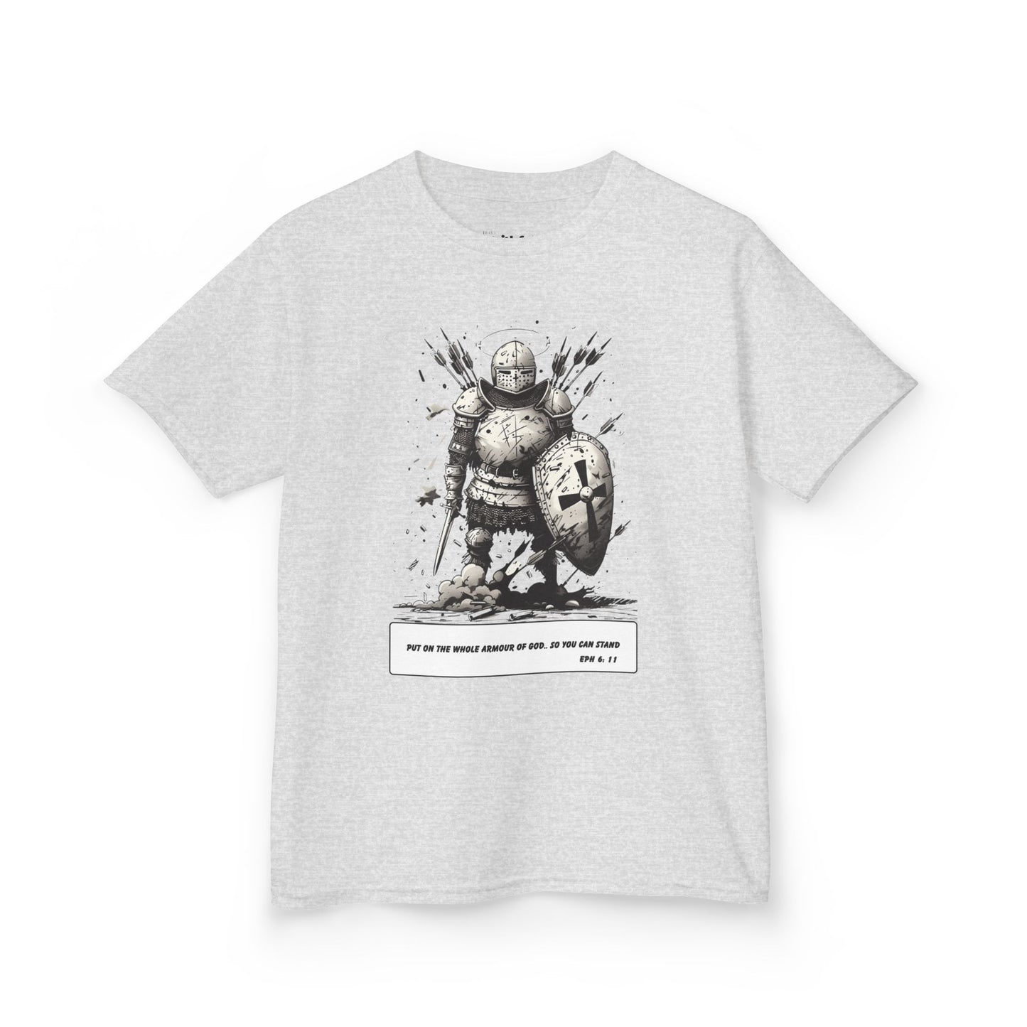 Whole Armor – Black & White Faith Ink Panel Kids T-Shirt (Eph 6:11)